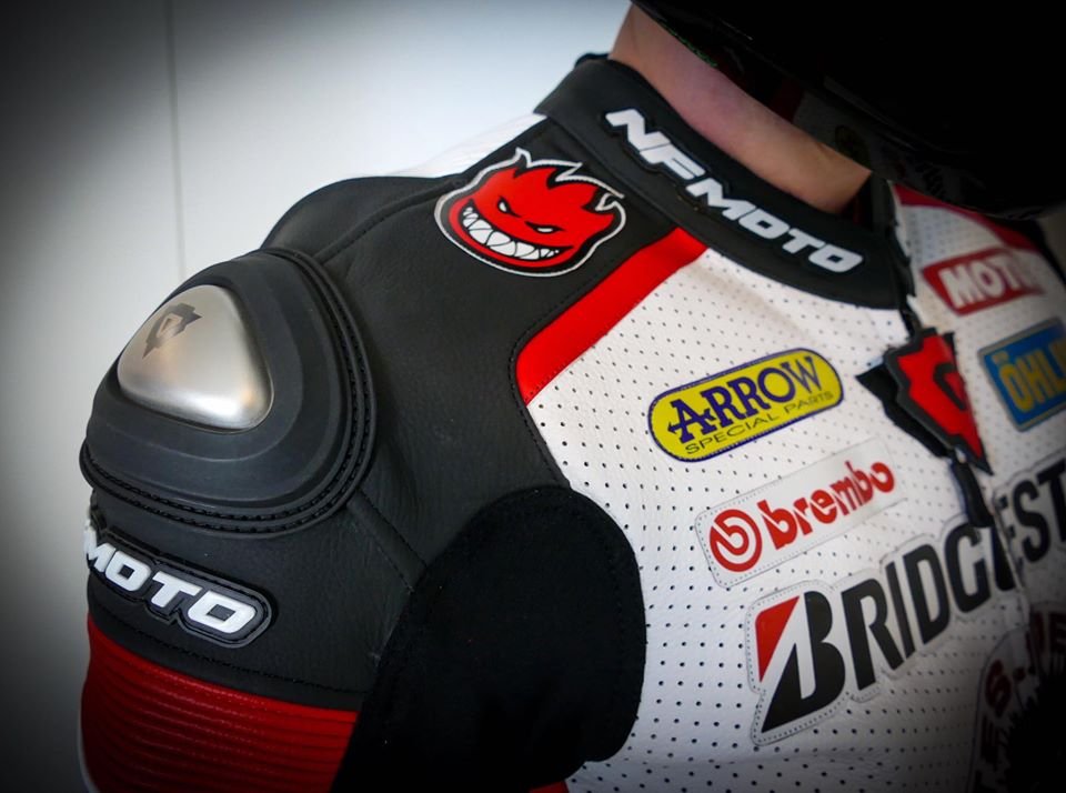 NFmoto custom leather race suit, detail view