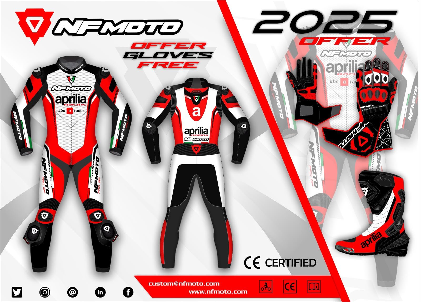 NFmoto custom leather race suit, detail view