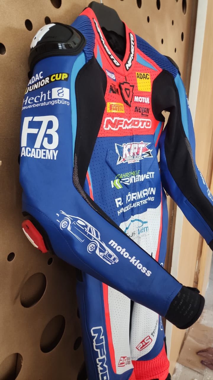 NFmoto custom leather race suit, detail view