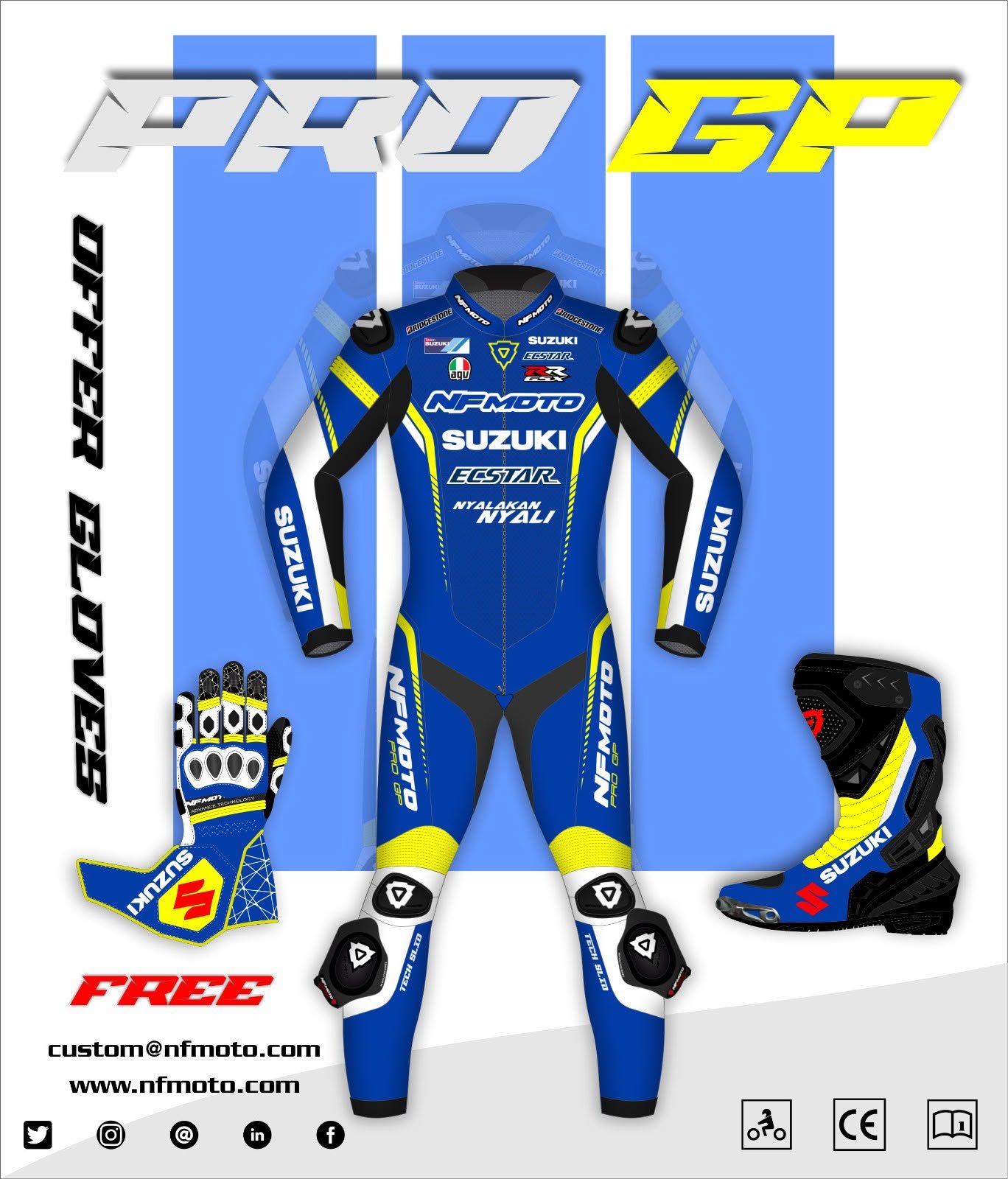 NFmoto custom leather race suit, detail view